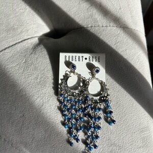 Robert Rose Silver and Blue Dangle Earrings